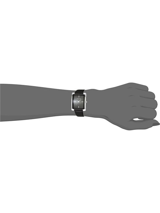 Anne Klein Women\'s Silver Black Leather Strap Analog Quartz Solid Luxury Watch